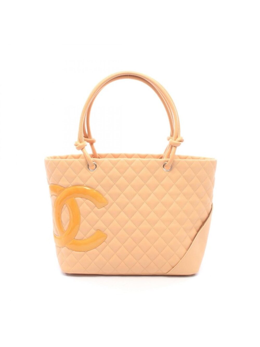 Chanel Tote Bag Cambon Line Large Beige Leather Patent
